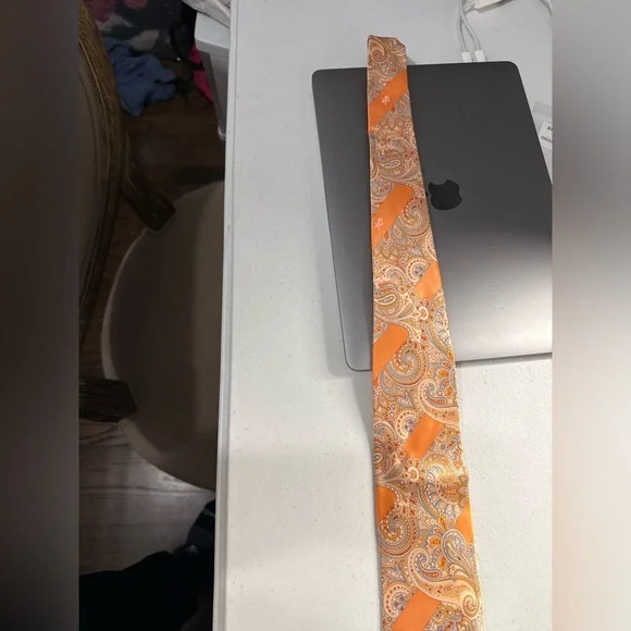 Stefano Ricci Orange and Cream Paisley Tie